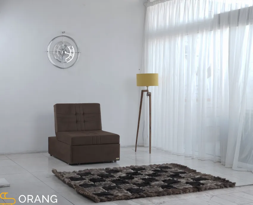 حالت نشیمن مبل تختخواب شو مدل ریلی هتلی فلاور ( 1 نفره ) اورنگ