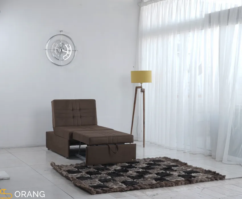 مبل تختخواب شو مدل ریلی هتلی فلاور ( 1 نفره ) اورنگ دارای مکانیزم 3 حالته