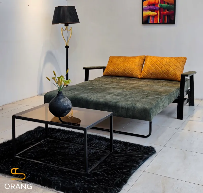 کاناپه تختخواب شو مدل زیرهم رو دسته فلزی طراحی جذاب و مینیمال