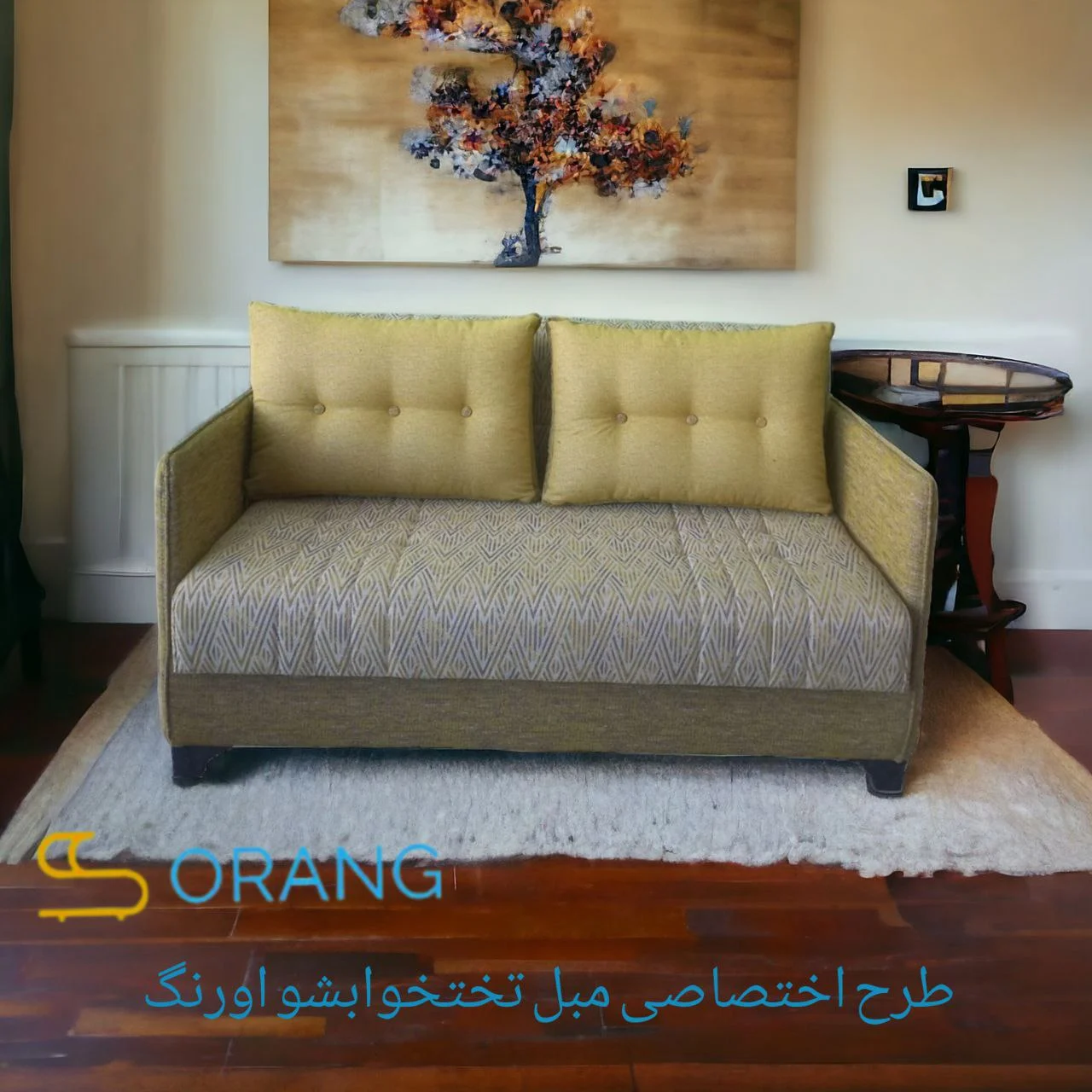 مبل تخت خوابشو دو نفره لالوسکی دسته پاکتی