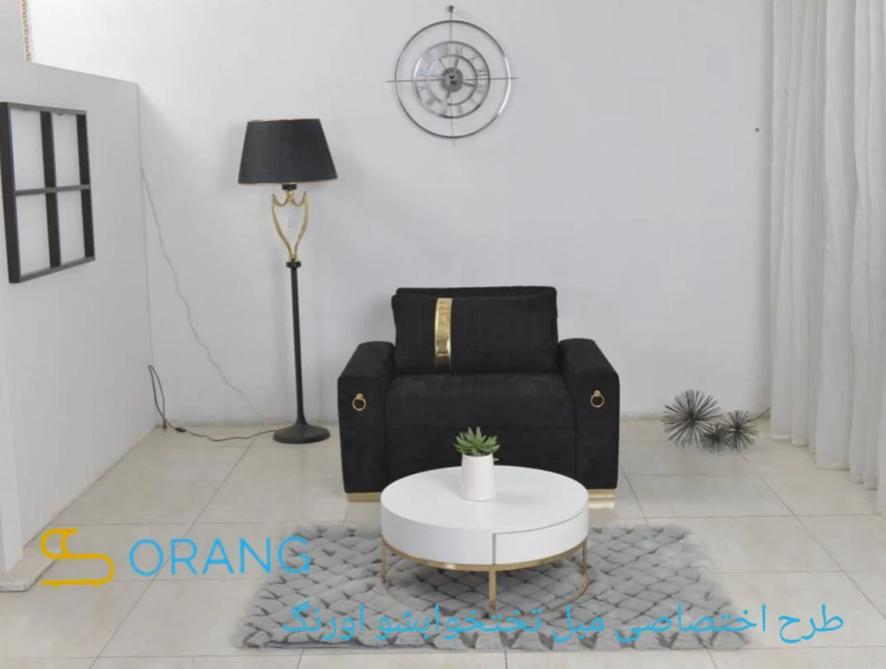 مبل تخت خوابشو مدل ریلی دسته مکعب