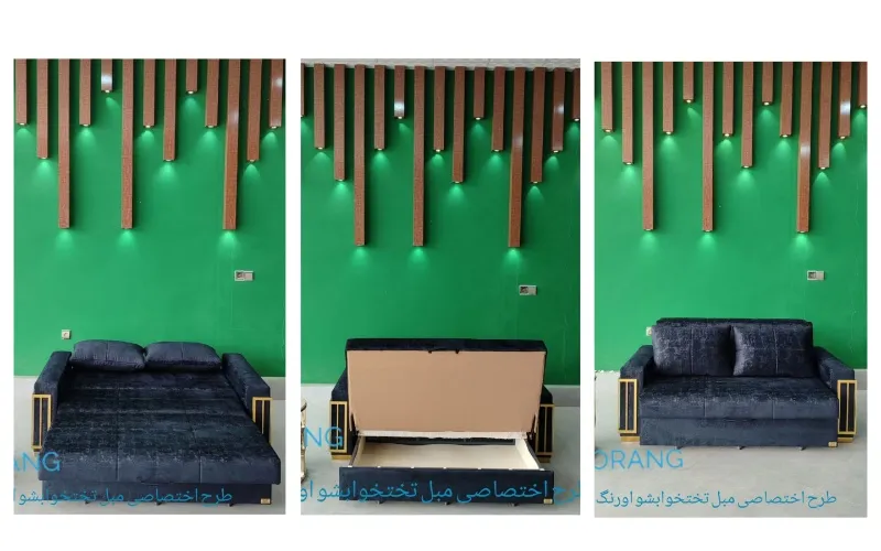 مبل تخت خوابشو دو نفره مدل اکسان دسته مکعب